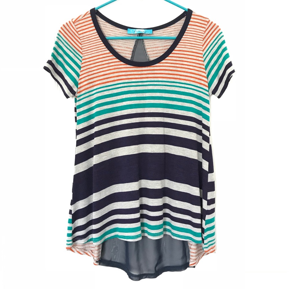 Striped shirt with mesh back cut-out. Worn once!